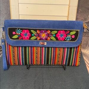 Colorful Floral Embroidered Clutch